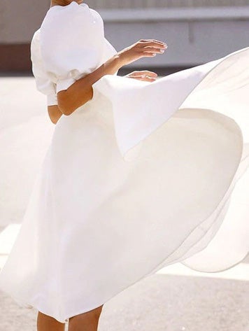 Women's Dresses Solid Back Hollow Midi Dress