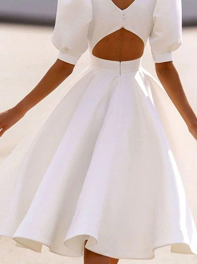 Women's Dresses Solid Back Hollow Midi Dress