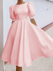 Women's Dresses Solid Back Hollow Midi Dress