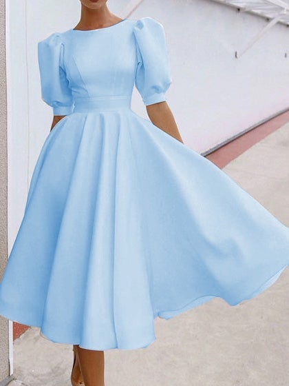 Women's Dresses Solid Back Hollow Midi Dress