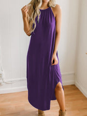 Women's Dresses Solid Color Sling Slit Casual Dress
