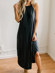 Women's Dresses Solid Color Sling Slit Casual Dress