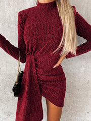 Women's Dresses Solid Half Turtleneck Slim Fit Slit Dress