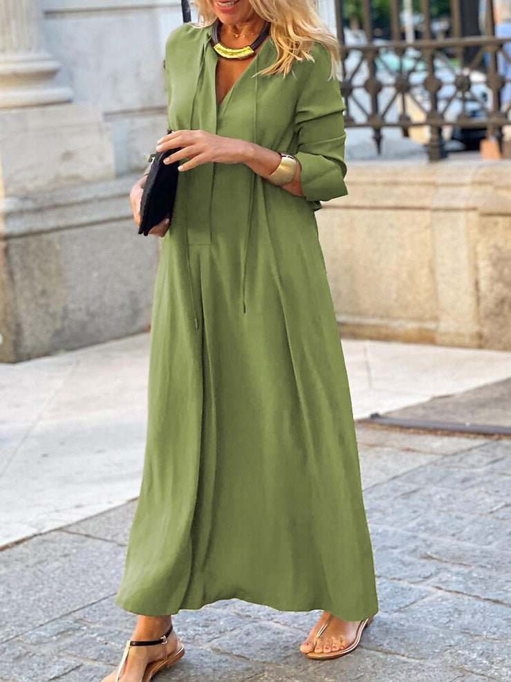 Women's Dresses Solid Lapel Long Sleeve Casual Dress