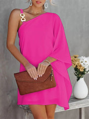 Women's Dresses Solid Metal Strap Off-Shoulder Doll Sleeve Dress
