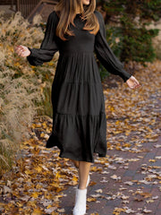 Women's Dresses Solid Round Neck Balloon Sleeve Dress