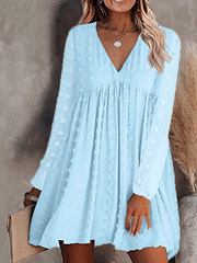 Women's Dresses Solid V-Neck Chiffon Long Sleeve Dress