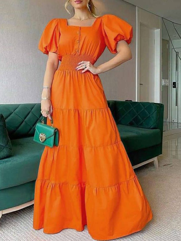 Women's Dresses Square Neck Puff Sleeve Dress