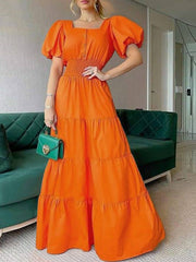 Women's Dresses Square Neck Puff Sleeve Dress