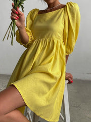 Women's Dresses Square Neck Puff Sleeve Mini Dress