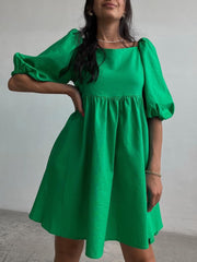 Women's Dresses Square Neck Puff Sleeve Mini Dress