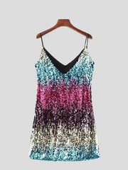 Women's Dresses Strap Sequined V-Neck Mini Dress