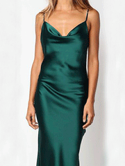 Women's Dresses Strap Solid Slim Midi Dress