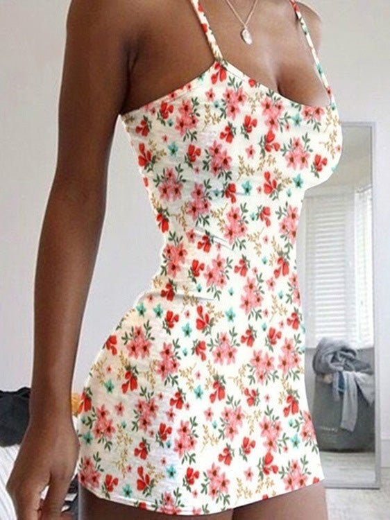 Women's Dresses Suspender Floral Print Skinny Mini Dress