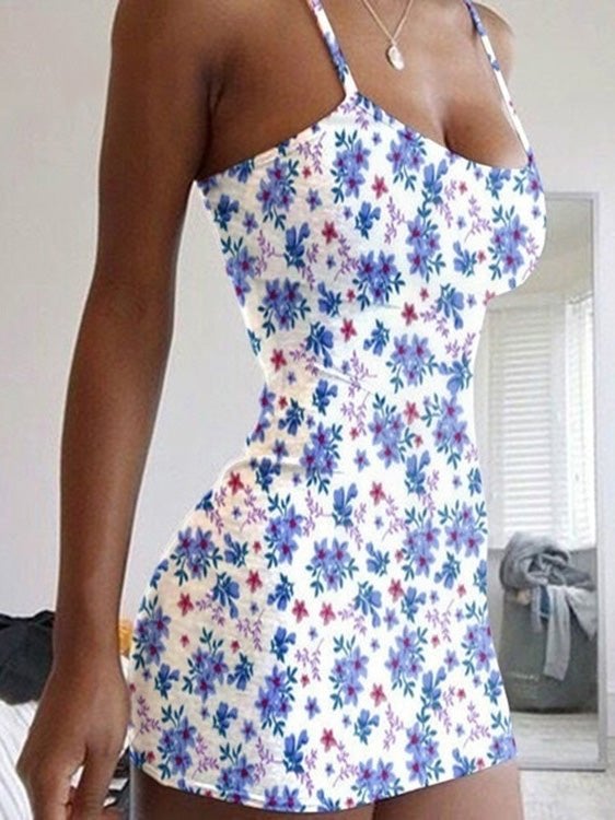 Women's Dresses Suspender Floral Print Skinny Mini Dress