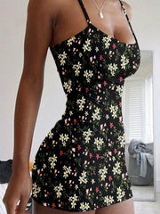 Women's Dresses Suspender Floral Print Skinny Mini Dress