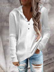Women's Hoodies Solid Knitted Stripe Open Collar Hoodie