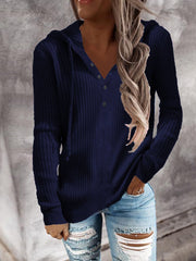 Women's Hoodies Solid Knitted Stripe Open Collar Hoodie