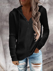 Women's Hoodies Solid Knitted Stripe Open Collar Hoodie