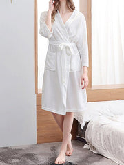 Women's Pajamas Waffle Pocket Tie Long Sleeve Robe