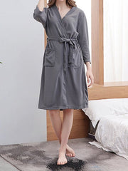 Women's Pajamas Waffle Pocket Tie Long Sleeve Robe