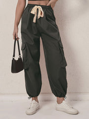 Women's Pants Loose Drawstring Pockets Cargo Pants