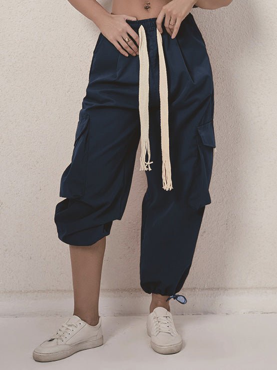 Women's Pants Loose Drawstring Pockets Cargo Pants