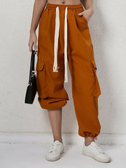 Women's Pants Loose Drawstring Pockets Cargo Pants