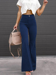 Women's Pants Solid Color Mid Waist Slim Micro Flare Pants