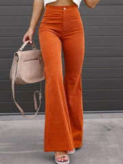 Women's Pants Solid High Waist Micro Flared Casual Pants