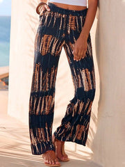 Women's Pants Striped Print Pocket Straight-Leg Casual Pants