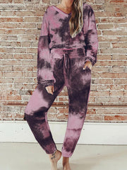 Women's Sets Casual Tie-Dye Long Sleeve Sports Two-Piece Suit