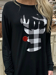 Women's Sets Check Printed Long Sleeve Top & Trousers 2-Piece Set