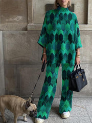 Women's Sets Fashion Printed Long Sleeve Trousers Two-Piece Suit