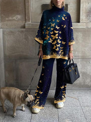 Women's Sets Fashion Printed Long Sleeve Trousers Two-Piece Suit