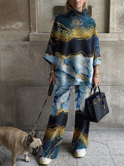 Women's Sets Fashion Printed Long Sleeve Trousers Two-Piece Suit