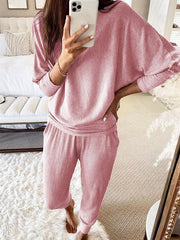 Women's Sets Loose Solid Long Sleeve Top & Pants Two Piece Set