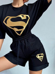 Women's Sets Printed T-Shirt Shorts Casual Two Piece Set
