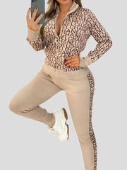 Women's Sets Zipper Long Sleeve Jacket & Trousers Two-Piece Suit