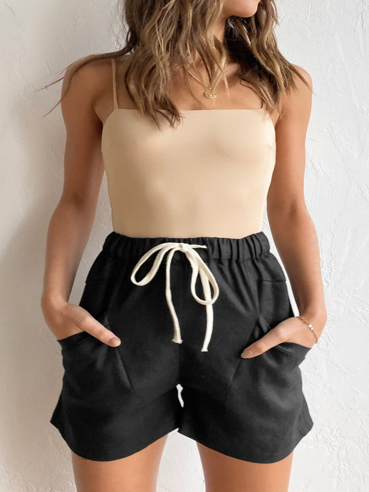 Women's Shorts Casual Lace-Up Pocket Track Shorts