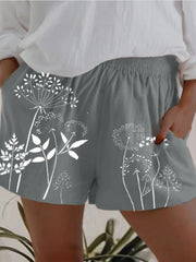 Women's Shorts Dandelion Print Elastic Pocket High Waist Shorts