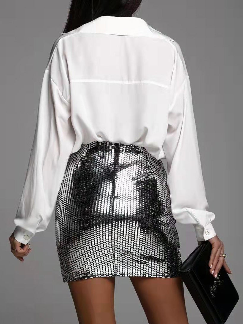 Women's Skirts Sequin Irregular Hip Mini Skirt