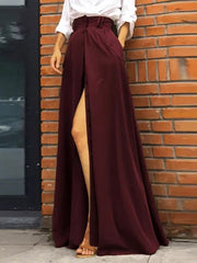 Women's Skirts Solid Single-Breasted Pocket Slit Skirt