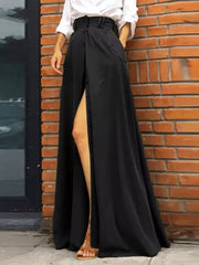 Women's Skirts Solid Single-Breasted Pocket Slit Skirt