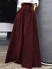 Women's Skirts Solid Single-Breasted Pocket Slit Skirt