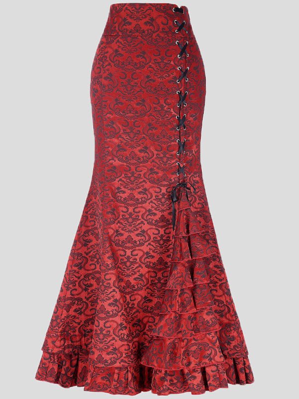 Women's Skirts Tie-Up Ruffled Fishtail Wrap-Hip Skirt