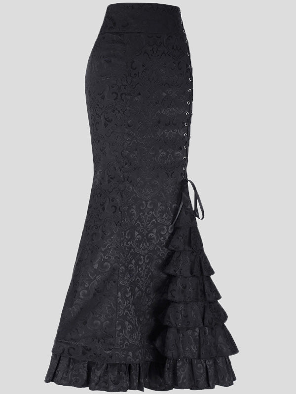 Women's Skirts Tie-Up Ruffled Fishtail Wrap-Hip Skirt