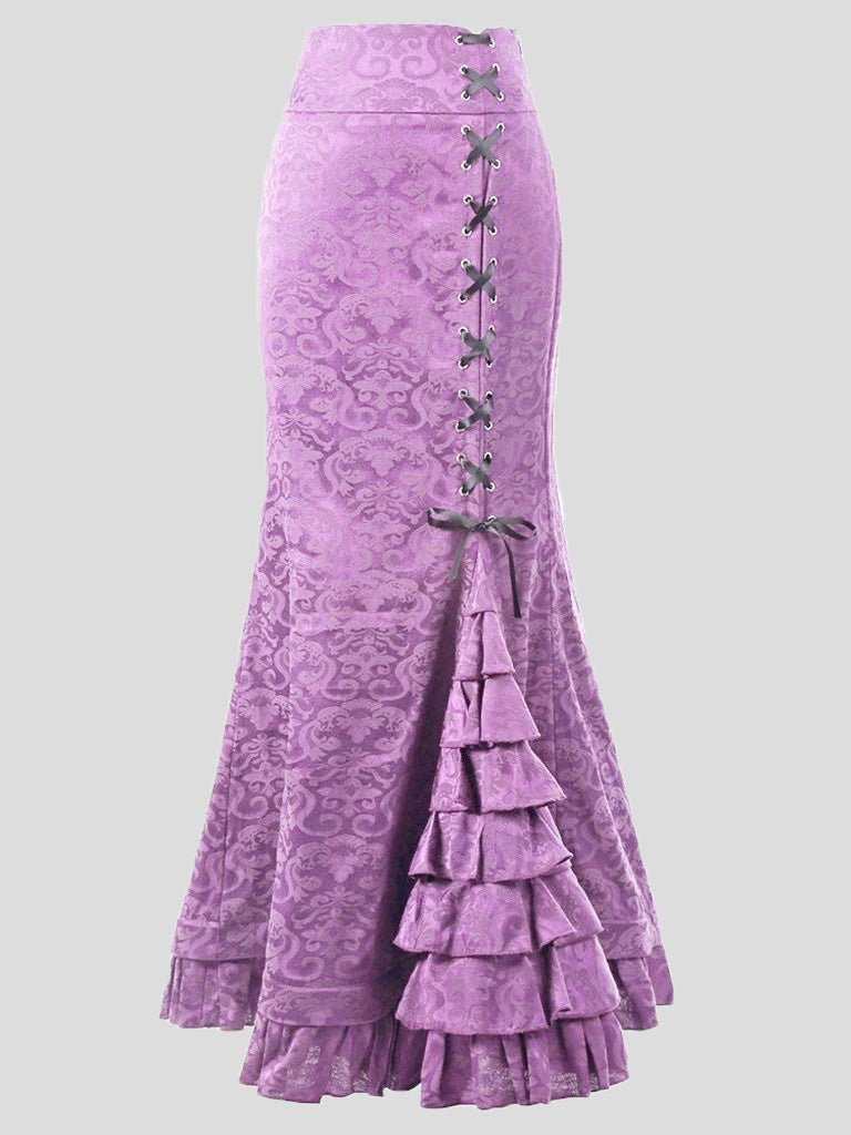 Women's Skirts Tie-Up Ruffled Fishtail Wrap-Hip Skirt