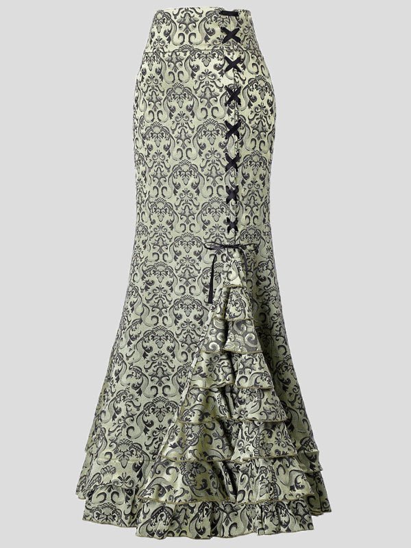 Women's Skirts Tie-Up Ruffled Fishtail Wrap-Hip Skirt