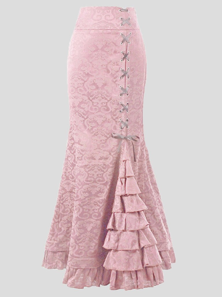 Women's Skirts Tie-Up Ruffled Fishtail Wrap-Hip Skirt